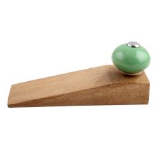 2 Pieces Pea Green Round Ceramic Wooden Door Stopper